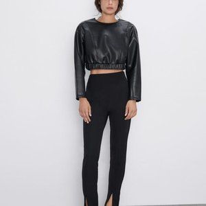 Zara Vegan leather crop top